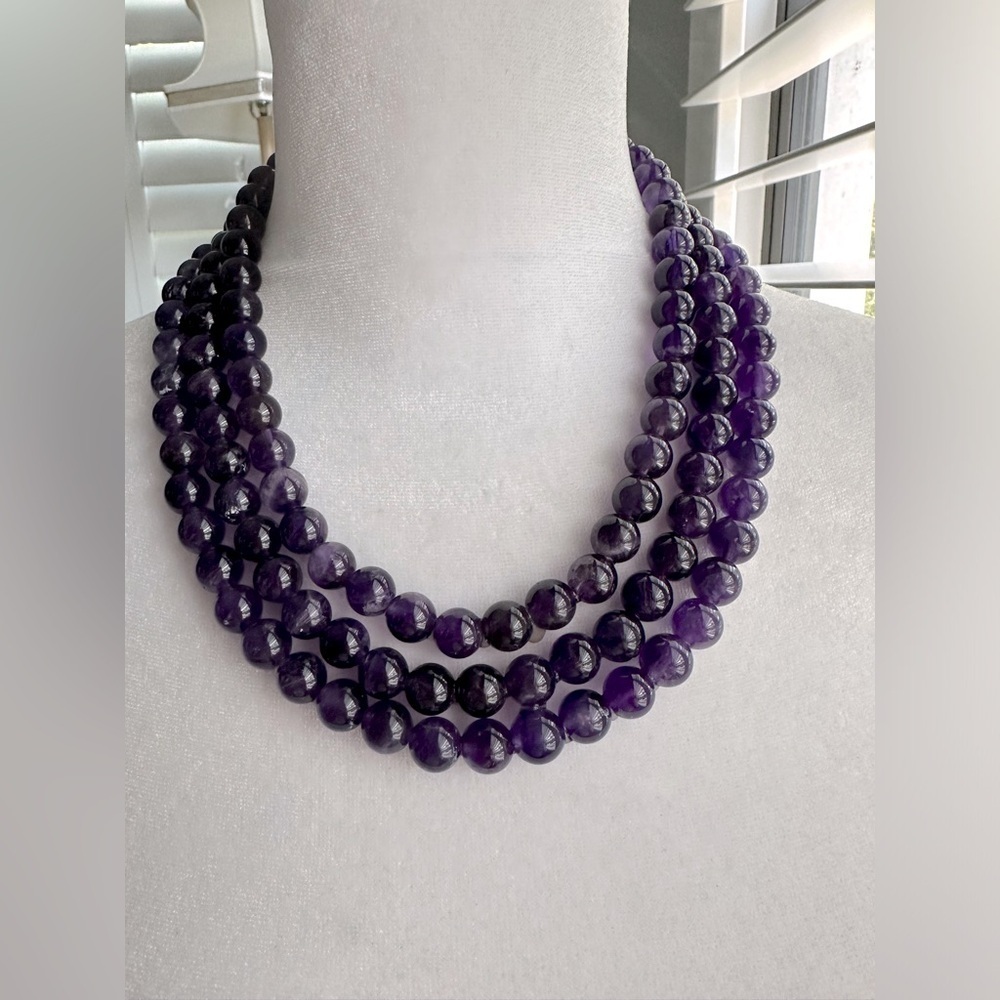 Amethyst Three Strand  Necklace